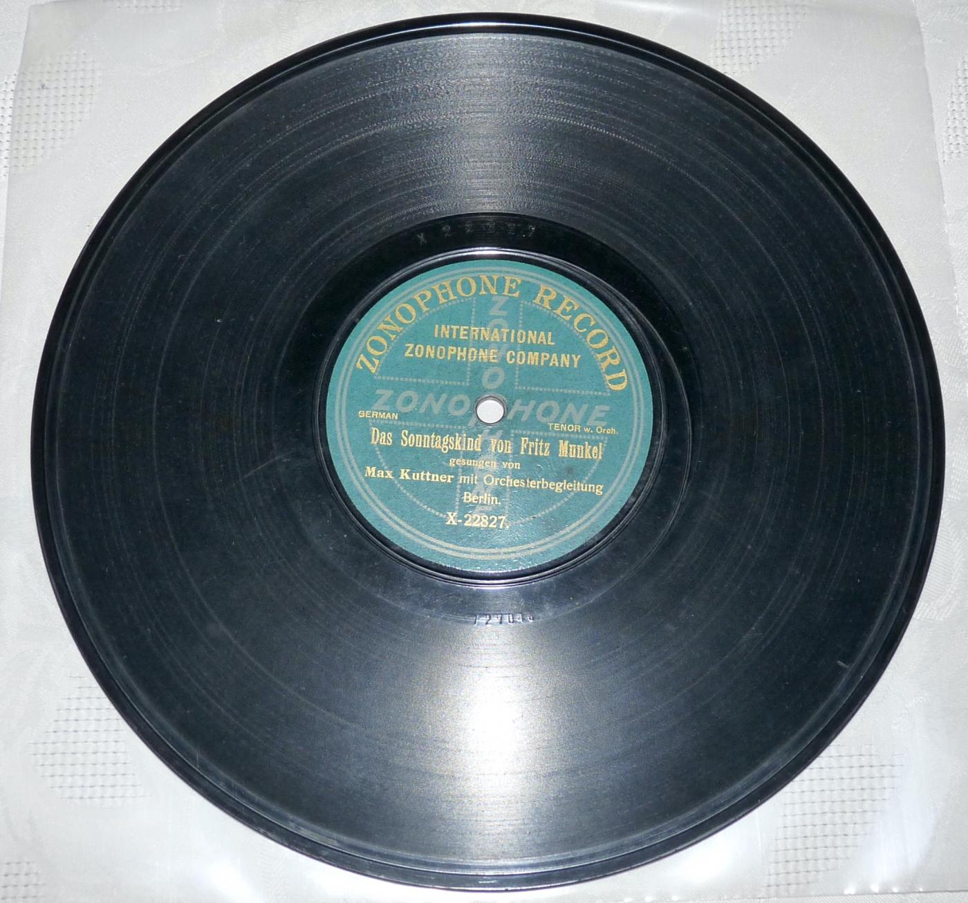 Zonophone Record, 22828, Max Kuttner, ca. 1910